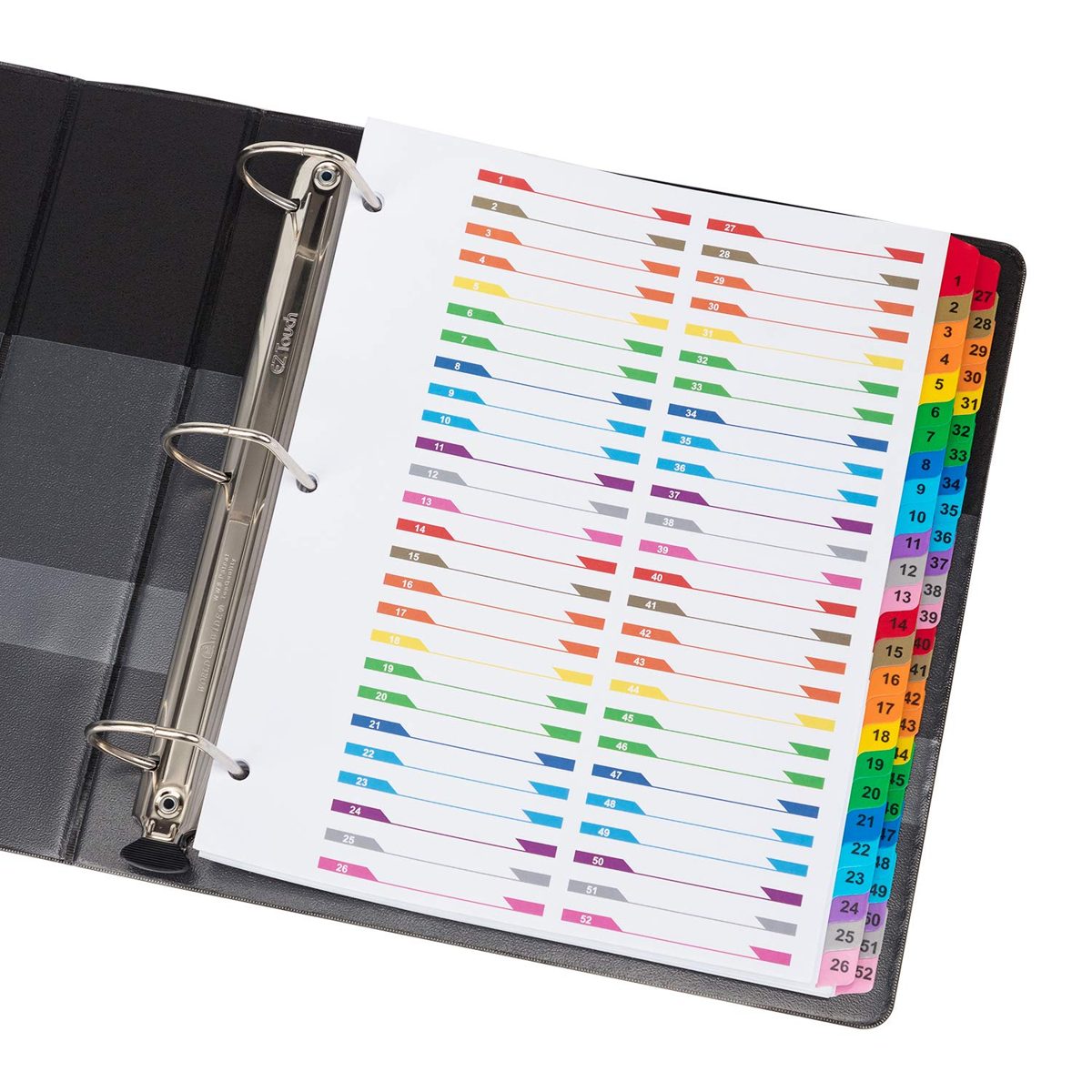 Amazonbasics 52-Tab Paper Binder Divider,Numbered, Multi-Color, 1 Set