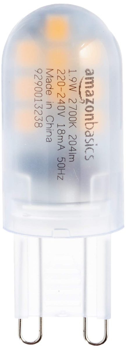 AmazonBasics LED G9 Capsule Bulb, 1.9W (Equivalent to 25W), Warm White - Pack of 6