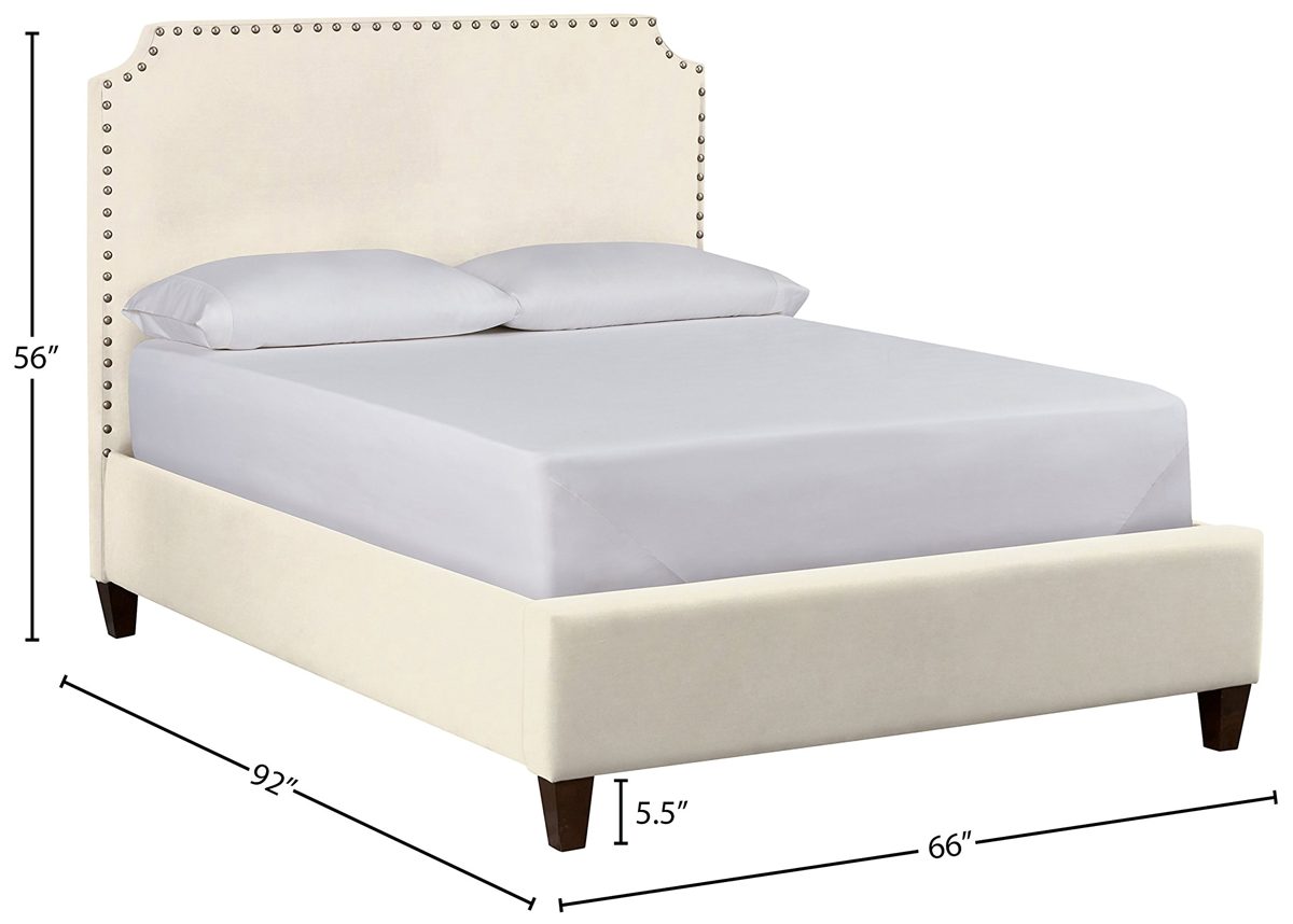 Amazon Brand – Stone & Beam Tisbury Nailhead Trim Queen Bed, 66"W, Classic Cream