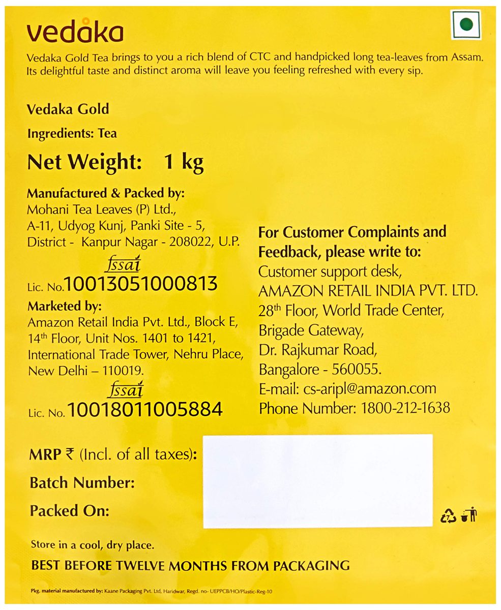 Amazon Brand - Vedaka Gold Tea, 1kg