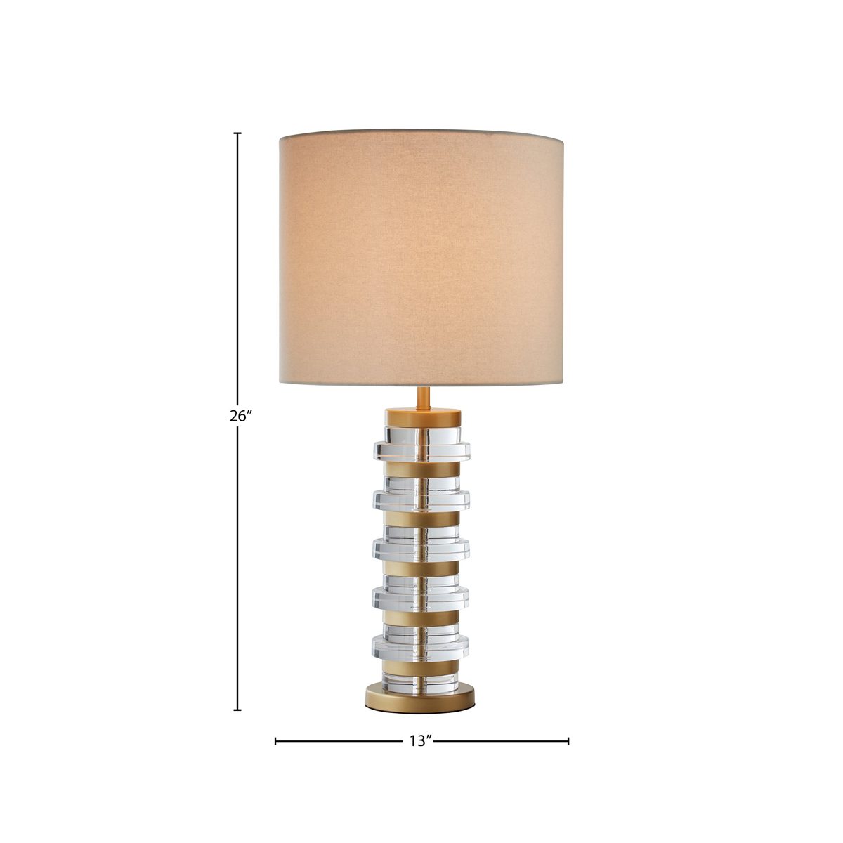 Amazon Brand – Rivet Mid-Century Modern Brass Trimmed Table Lamp with LED Light Bulb, 26"H, Clear