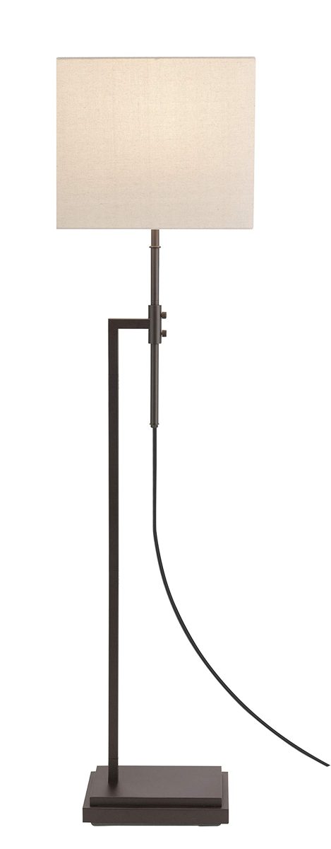 Amazon Brand – Stone & Beam Contemporary Adjustable Height Floor Lamp with Rectangular Linen Shade, LED Bulb Included, 63"H, Brown