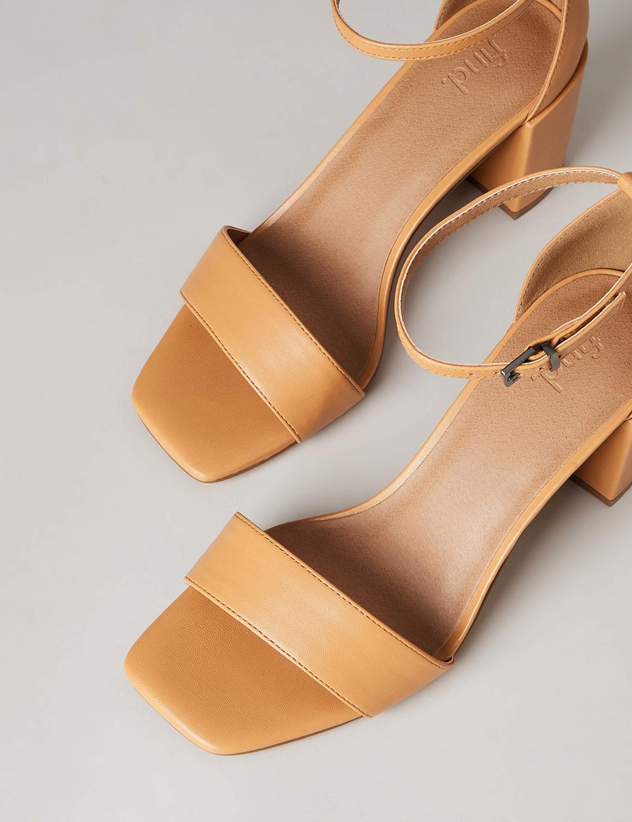 find. Women's High Block Heel Sandal, Brown (Tan), 5