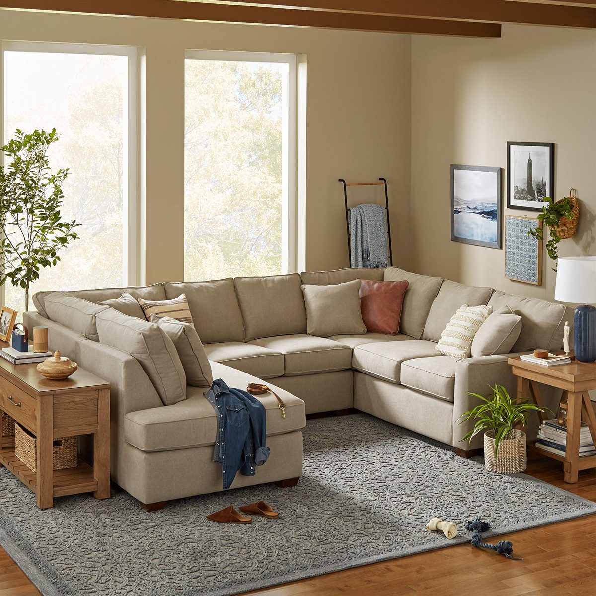 Amazon Brand – Stone & Beam Bagley Sectional Component, Right-Facing Corner Sofa, Fabric, 90"W, Dove