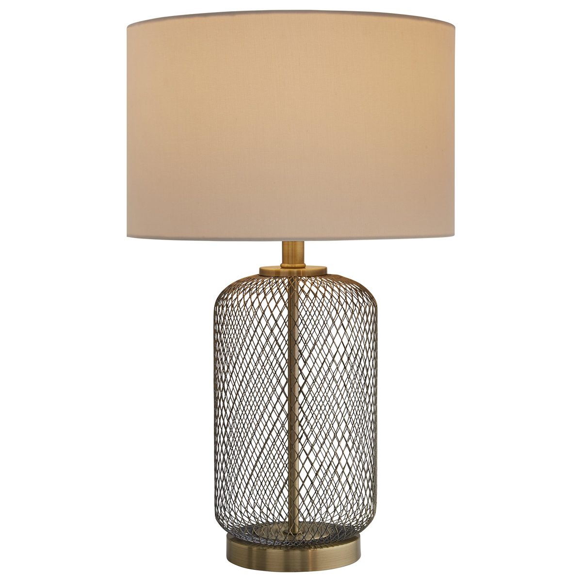 Stone & Beam Modern Mesh Table Lamp, 23"H, Antique Brass with Linen Shade
