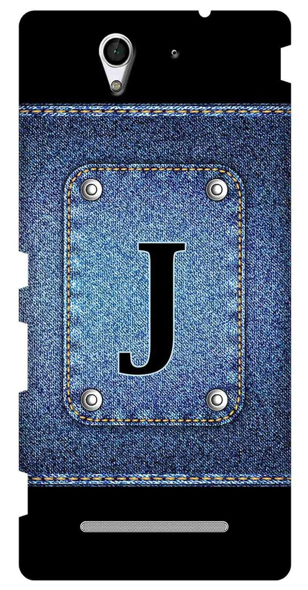 Amazon Brand - Solimo Designer Button Jeans Alphabet-J 3D Printed Hard Back Case Mobile Cover for Sony Xperia C3