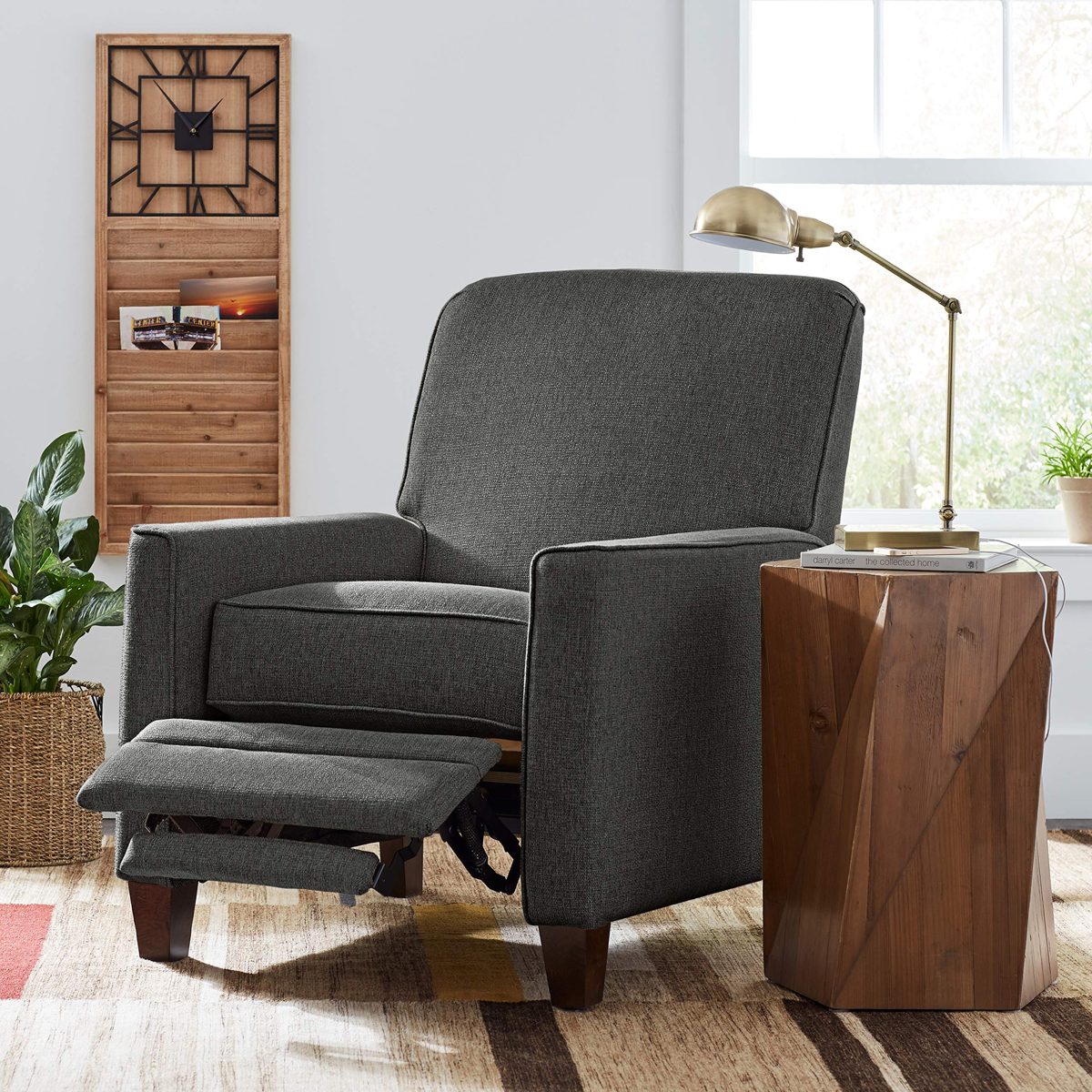 Amazon Brand – Stone & Beam Edmunds Traditional Recliner, 30"W, Charcoal