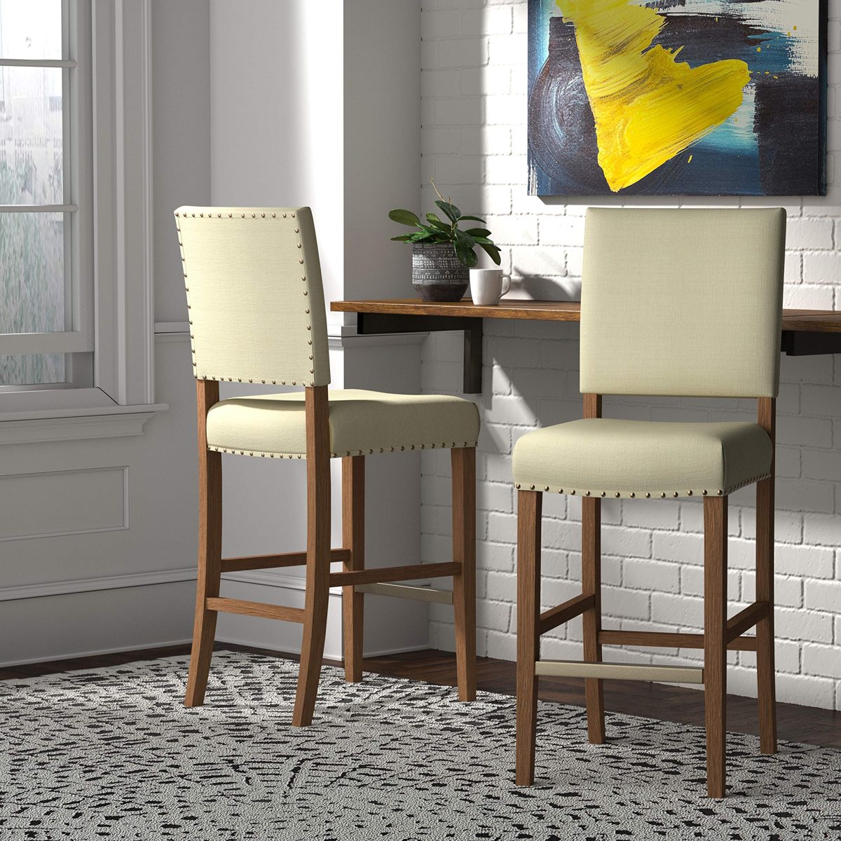 Amazon Brand – Stone & Beam Leon Modern Farmhouse Kitchen Counter Bar stool, 42"H, Ivory