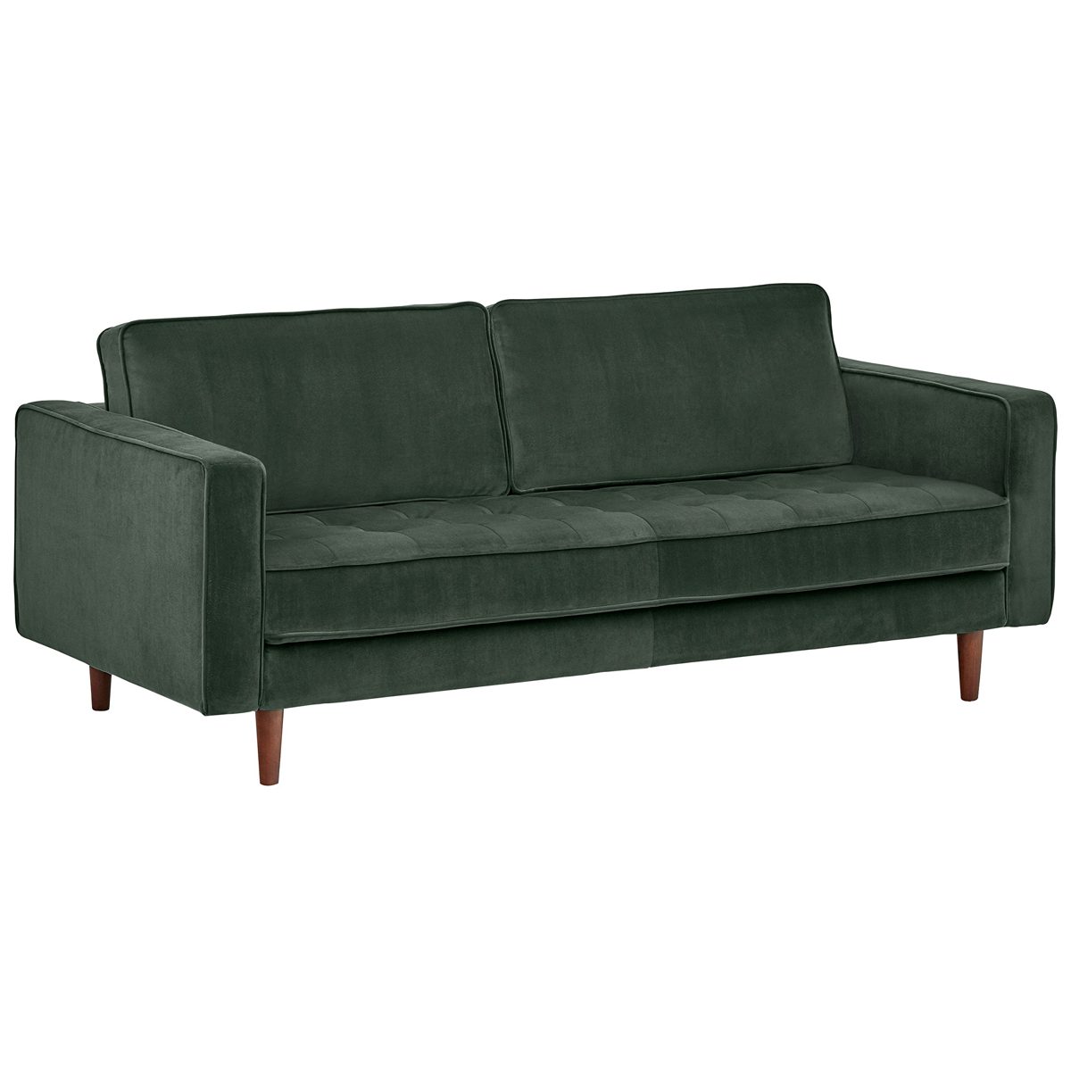 Amazon Brand – Rivet Aiden Tufted Mid-Century Velvet Bench Seat Sofa, Without Side Pillows, 74"W, Hunter Green