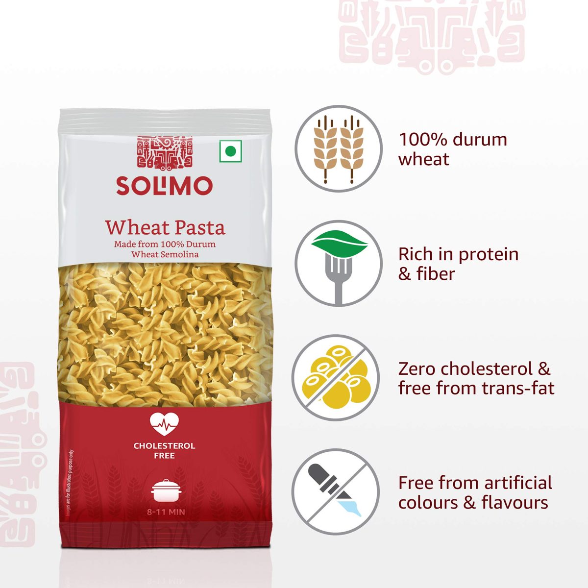 Amazon Brand - Solimo Durum Wheat Fusilli Pasta, 500g