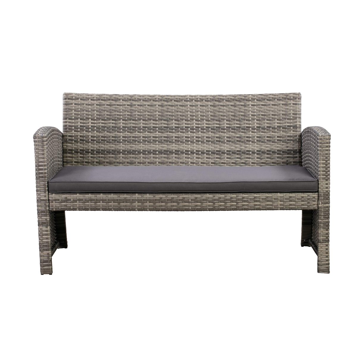 AmazonBasics Outdoor Patio Garden PE Rattan Textured Faux Wicker Modular Sofa - 4-Piece Set, Brown and Grey Rattan