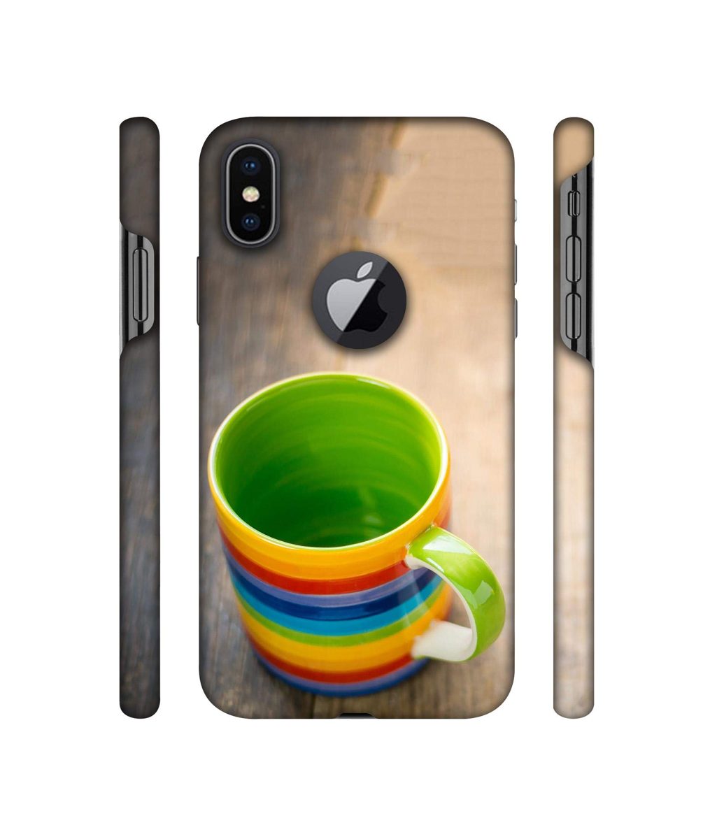 Amazon Brand - Solimo Designer Multicolor Cup 3D Printed Hard Back Case Mobile Cover for Apple iPhone X (Logo Cut)