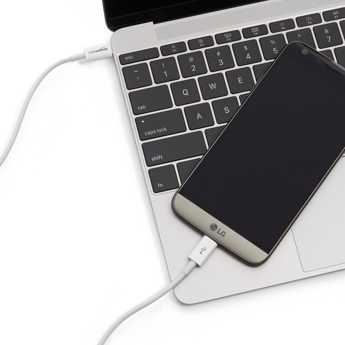 AmazonBasics USB Type-C to USB Type-C 2.0 Cable, White, 6 ft
