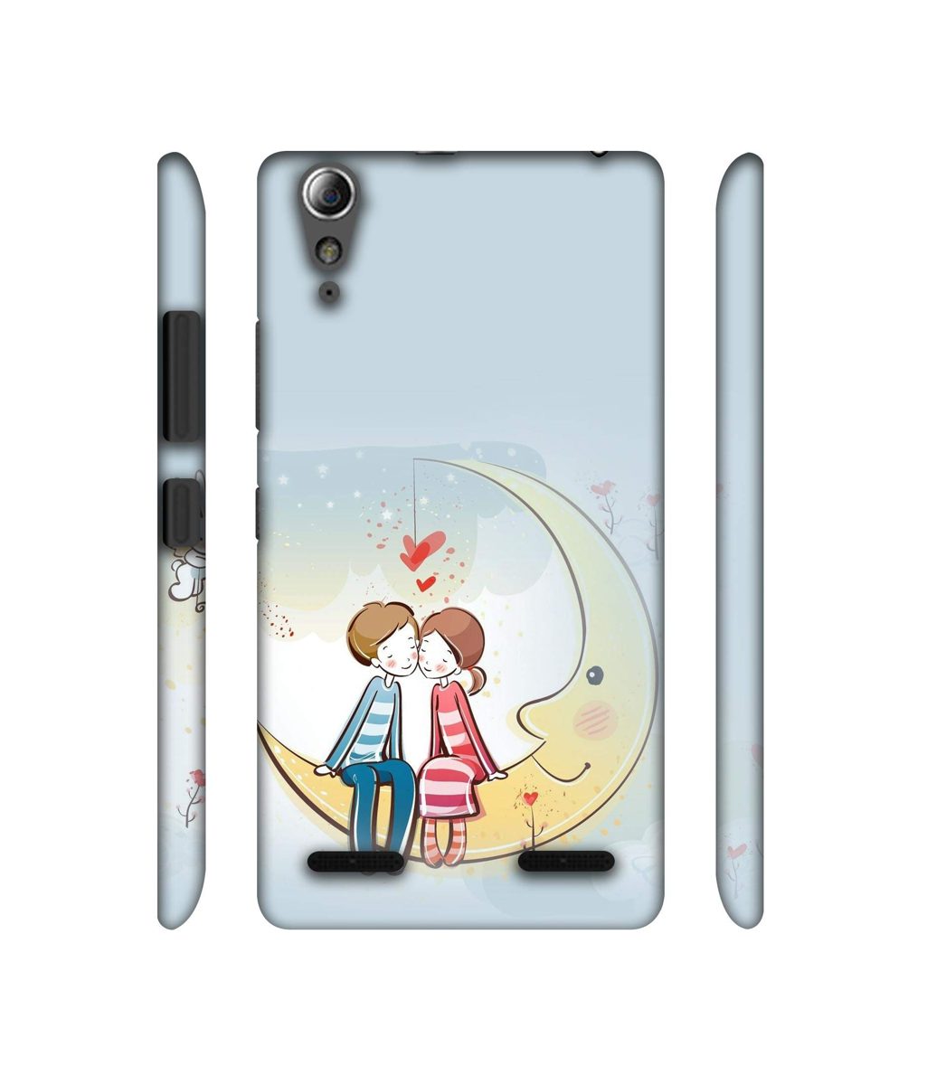 Amazon Brand - Solimo Designer Couple Sitting On Moon 3D Printed Hard Back Case Mobile Cover for Lenovo A6000 / A6000 Plus