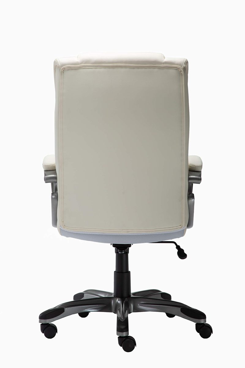 AmazonBasics High-Back Bonded Leather Executive Office Computer Desk Chair - Cream (Renewed)