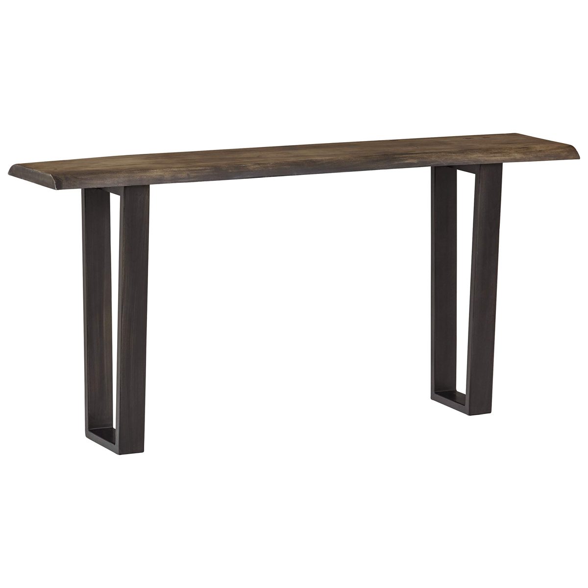Stone & Beam Garrett Rustic Acacia-Wood Sofa Table with Iron Legs, 60"W, Gray and Raw Metal