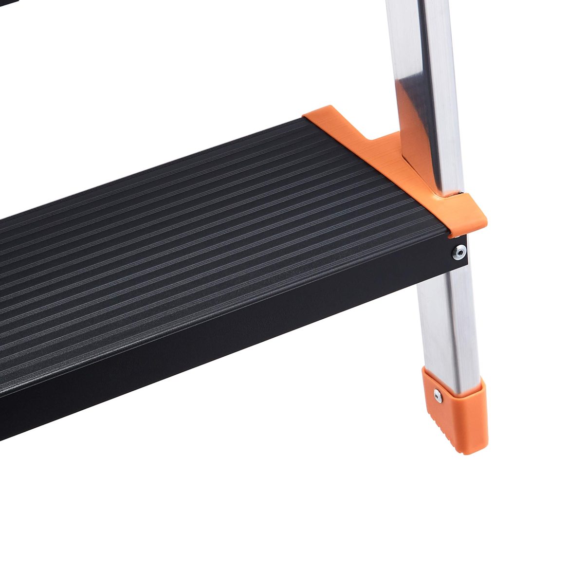 AmazonBasics Folding Step Ladder - 4-Step, Aluminum with Wide Pedal, Silver and Black