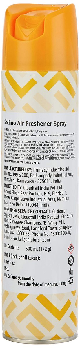 Amazon Brand - Solimo Air Freshener Spray - Vanilla Spice, 300ml