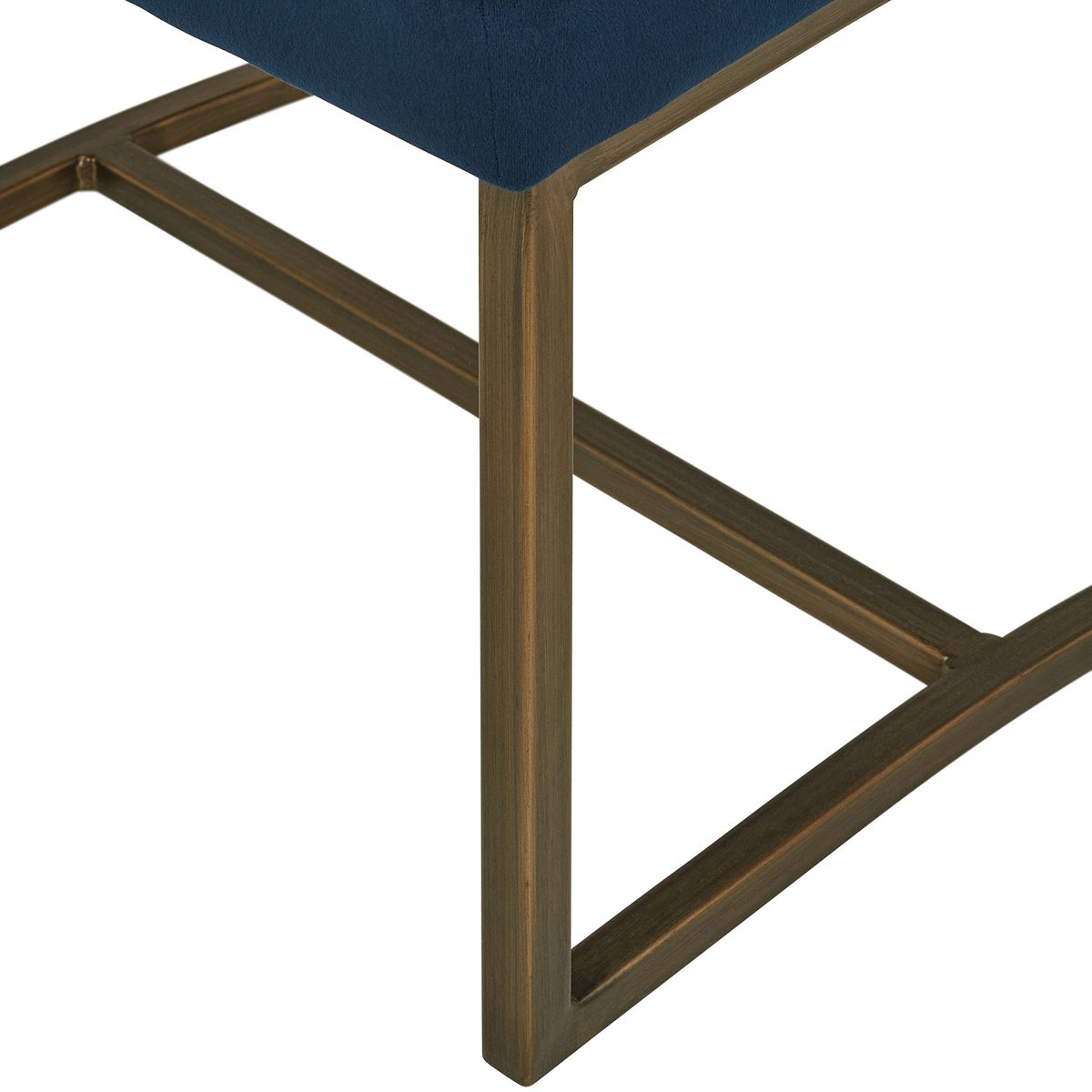 Amazon Brand – Rivet Eastern Modern Dining Room Kitchen Chairs, Velvet, 32 Inch Height, Set of 2, Blue, Bronze Metal