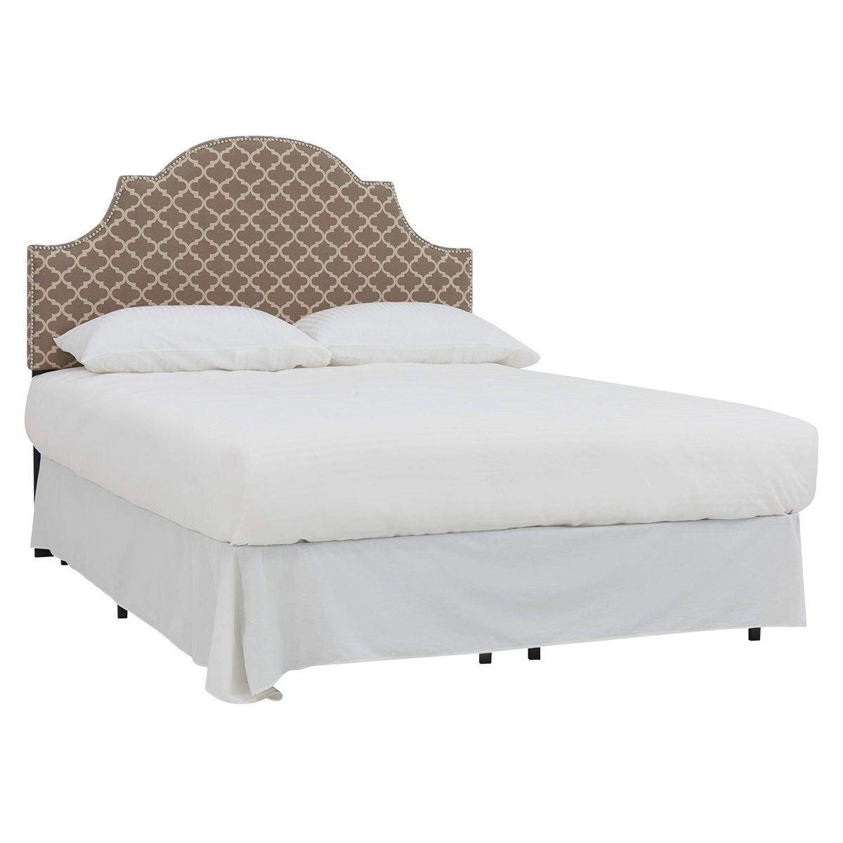 Amazon Brand – Ravenna Home Trellis Pattern Upholstered Headboard - Queen, 61.6 Inch, Grey and Cream