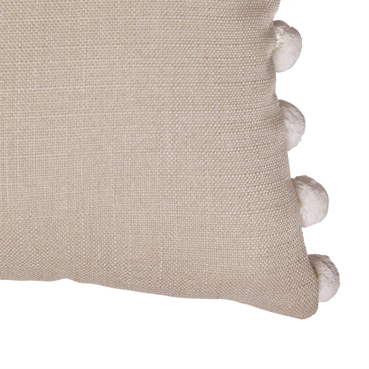 Amazon Brand – Stone & Beam Casual Pom-Pom Throw Pillow - 24 x 12 Inch, Linen