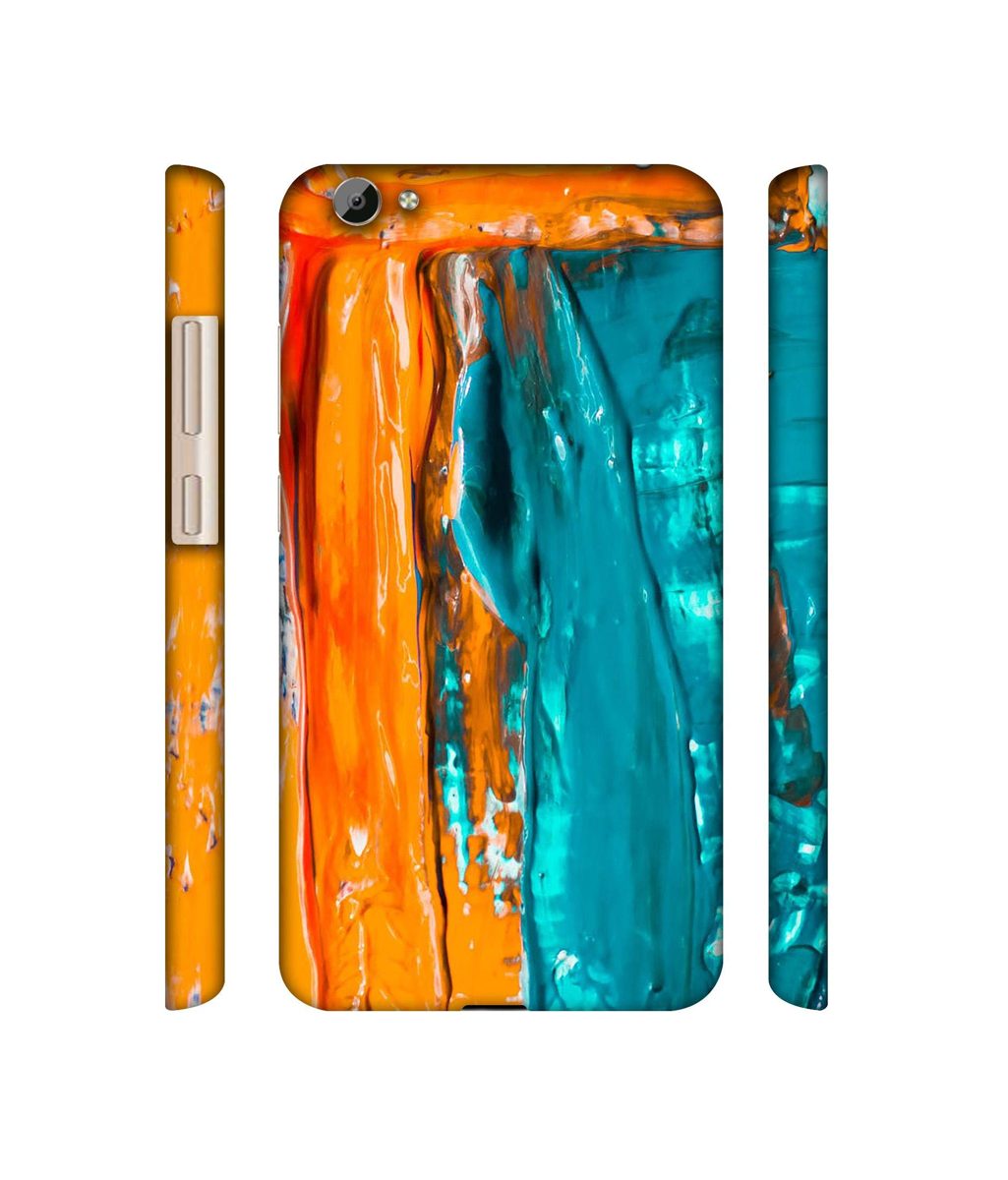 Amazon Brand - Solimo Designer Gold Yellow and Sky Blue Paint 3D Printed Hard Back Case Mobile Cover for Vivo Y66