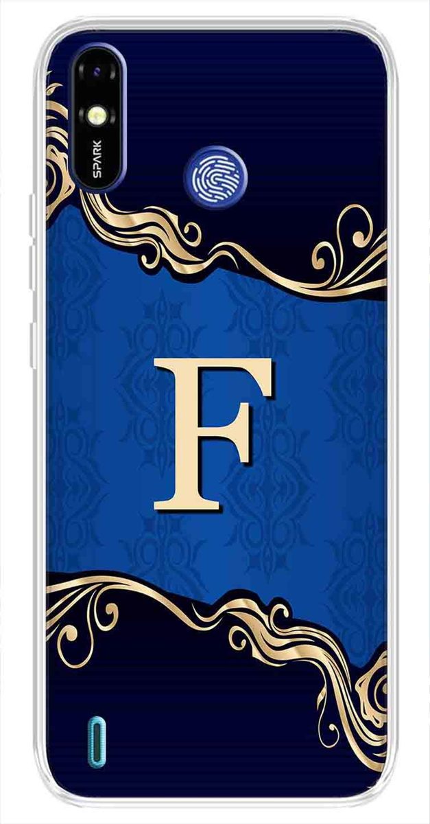 Amazon Brand - Solimo Designer Multicolor Blue Pattern Alphabet-F Printed Soft Back Case Mobile Cover for Tecno Spark Go Plus