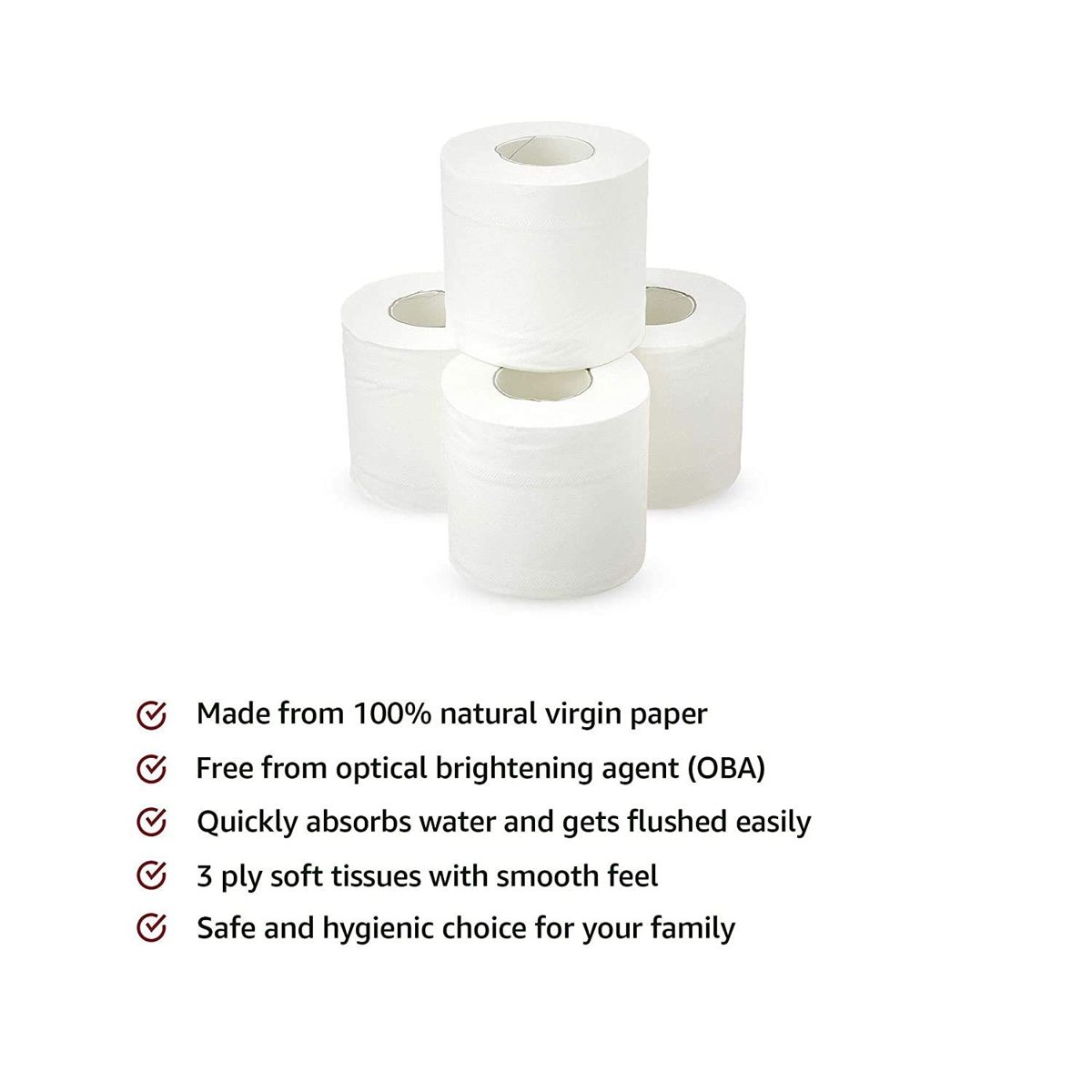 Amazon Brand - Presto! 3 Ply Bathroom Tissue Toilet Paper Roll - 8 Rolls (300 Sheets Per Roll)
