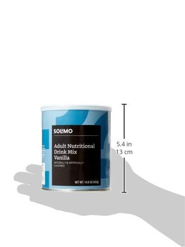 Amazon Brand - Solimo Adult Nutritional Drink Mix Powder, Vanilla Flavor, 14.8 Ounce, 7 Servings