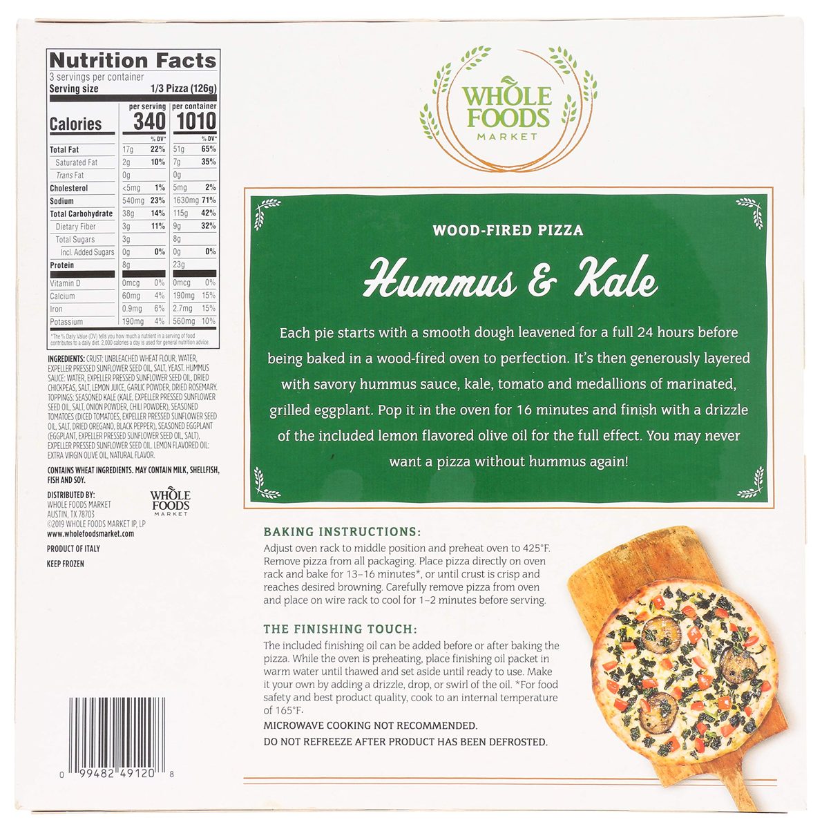 WHOLE FOODS MARKET Hummus & Kale Pizza, 13.4 OZ