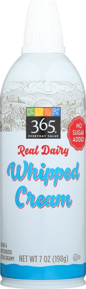 365 EVERYDAY VALUE No Sugar Added Real Dairy Whipped Cream, 7 OZ
