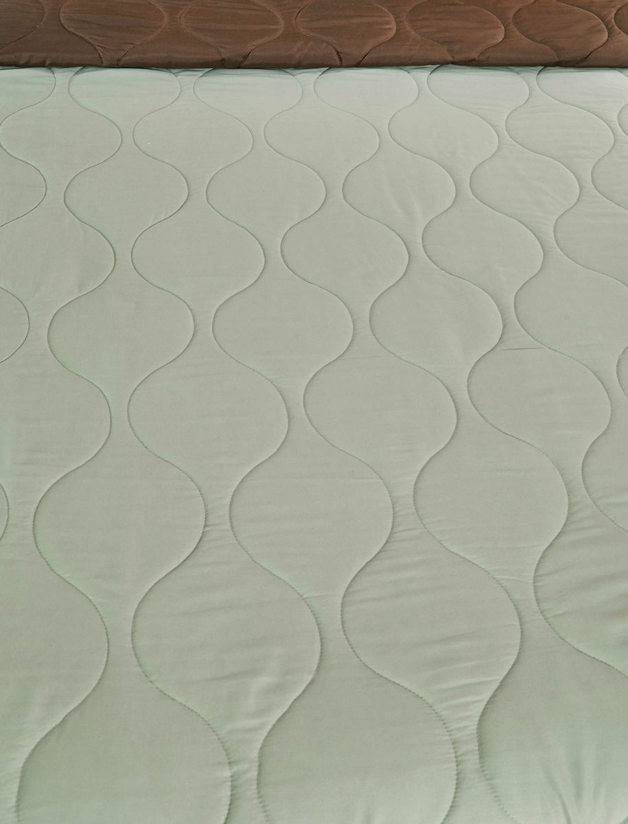 Amazon Brand - Solimo Microfibre Reversible Quilt Blanket, Double, 120 GSM, Pistachio Green and Walnut Brown
