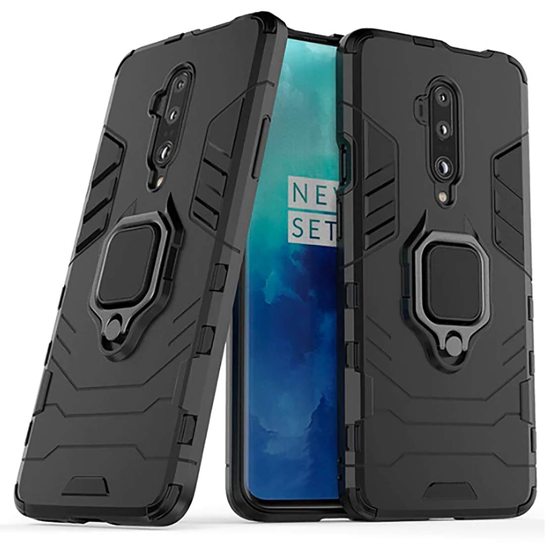 Amazon Brand - Solimo Kickstand Mobile Cover (360° Rotating Ring Holder) for Oneplus 7T Pro (Blue)