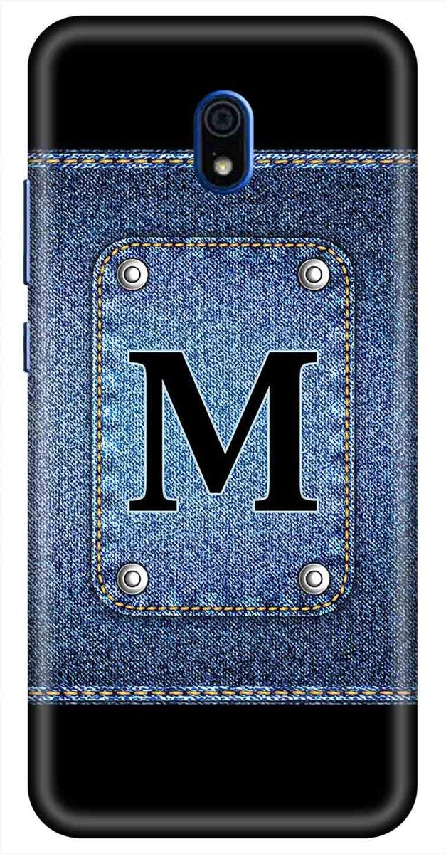 Amazon Brand - Solimo Designer Button Jeans Alphabet-M 3D Printed Hard Back Case Mobile Cover for Xiaomi Redmi 8A