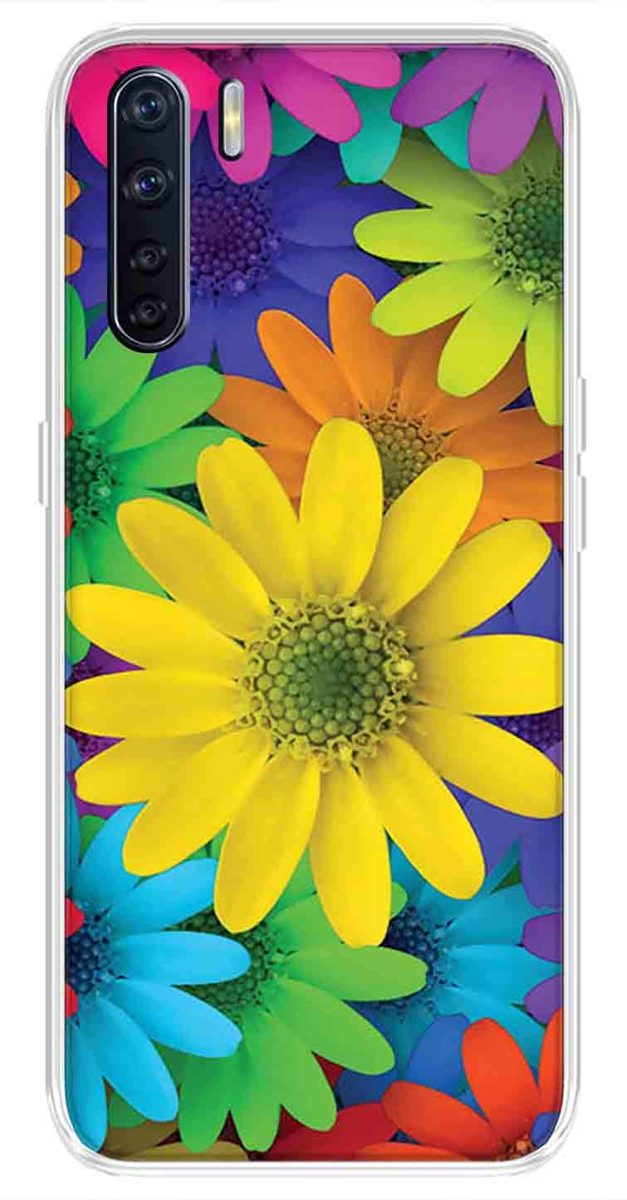 Amazon Brand - Solimo Designer Multicolor African Daisy Design Printed Soft Back Case Mobile Cover for Oppo F15