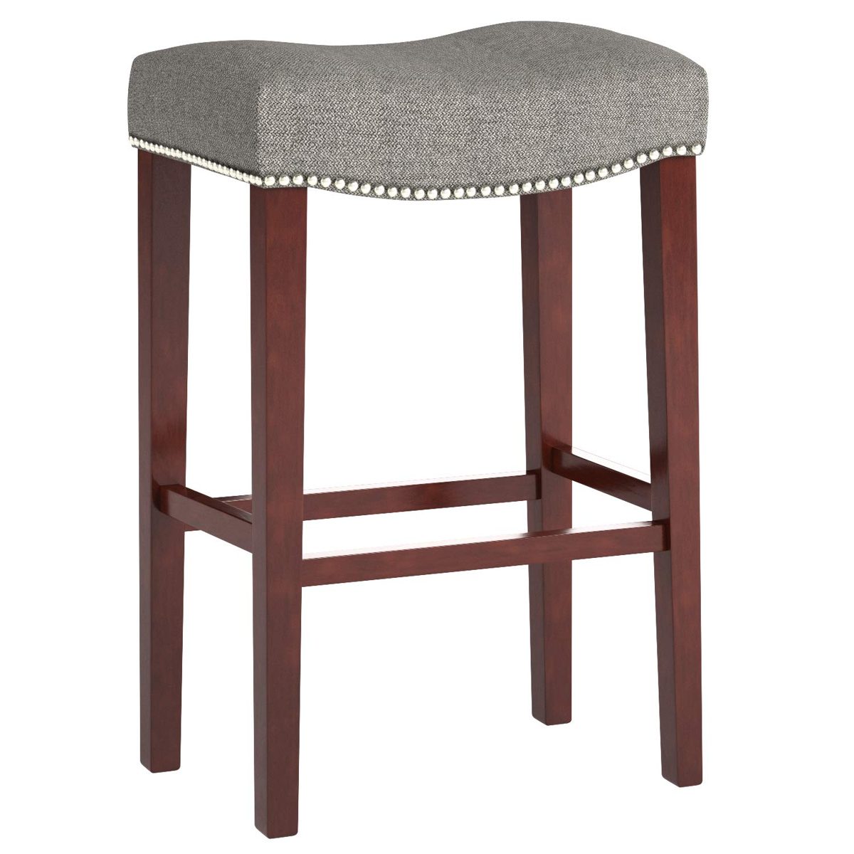 Ravenna Home Faraday Saddle Nailhead Bar Stool, 30.5"H, Zinc