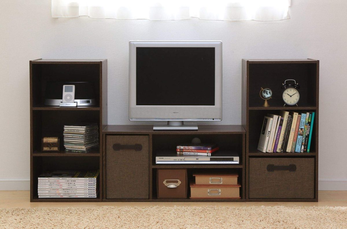 Iris Ohyama, 3 lockers MDF wood shelf/storage furniture/Cube Bookcase CX-3, brown, 41.5 x 29 x 88 cm, compartments