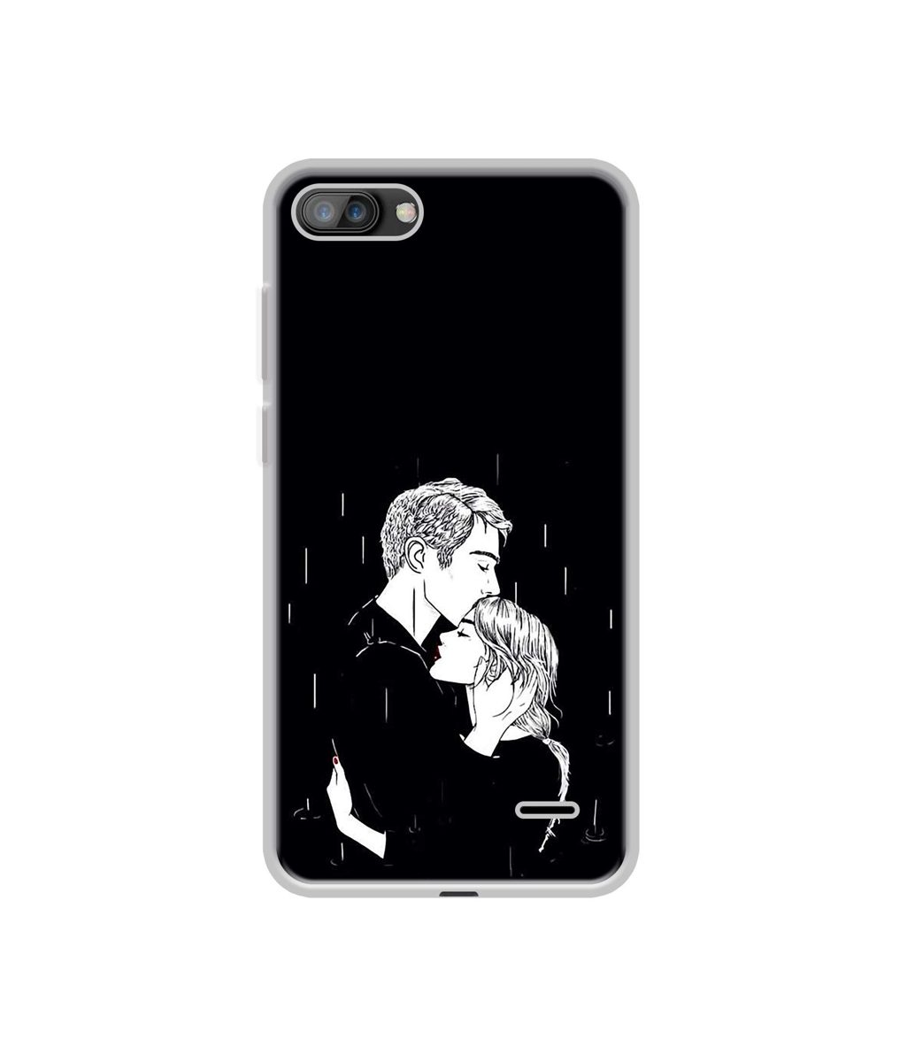 Amazon Brand - Solimo Designer Couples Standing in Rain UV Printed Soft Back Case Mobile Cover for I Kall K1
