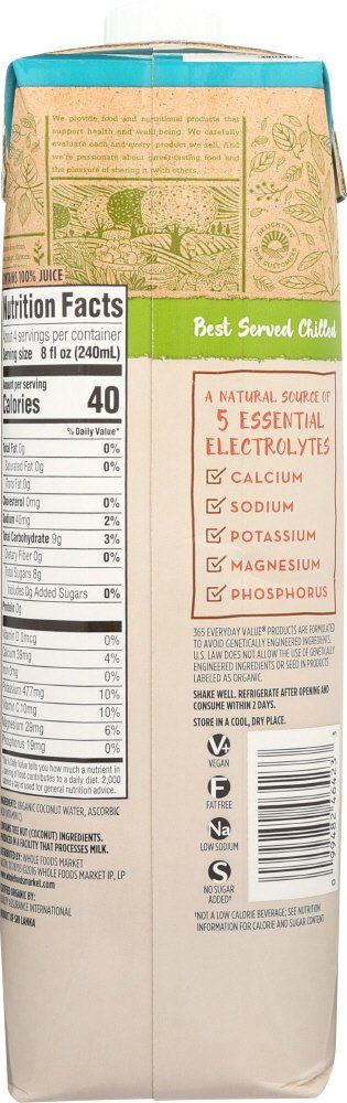365 Everyday Value, Organic Coconut Water, 33.8 fl oz
