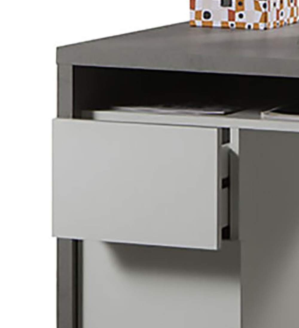 Amazon Brand - Movian 3-Drawer Desk, 110 x 75 x 60 cm, Concrete/High Gloss White