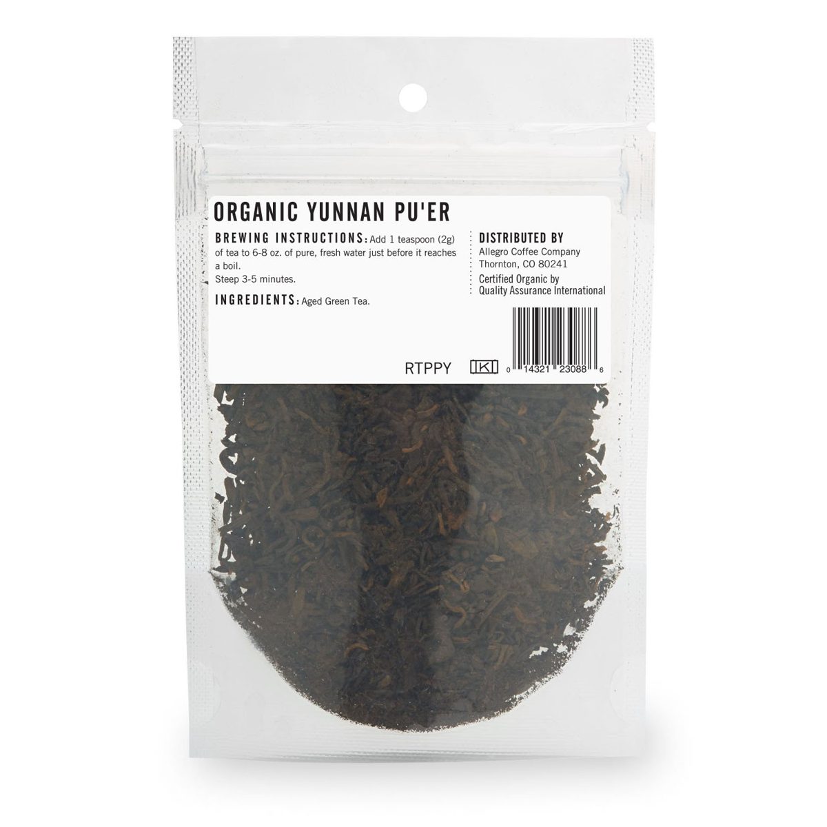 Allegro Tea, Tea Spice Puer Yunnan Organic, 0.75 Ounce