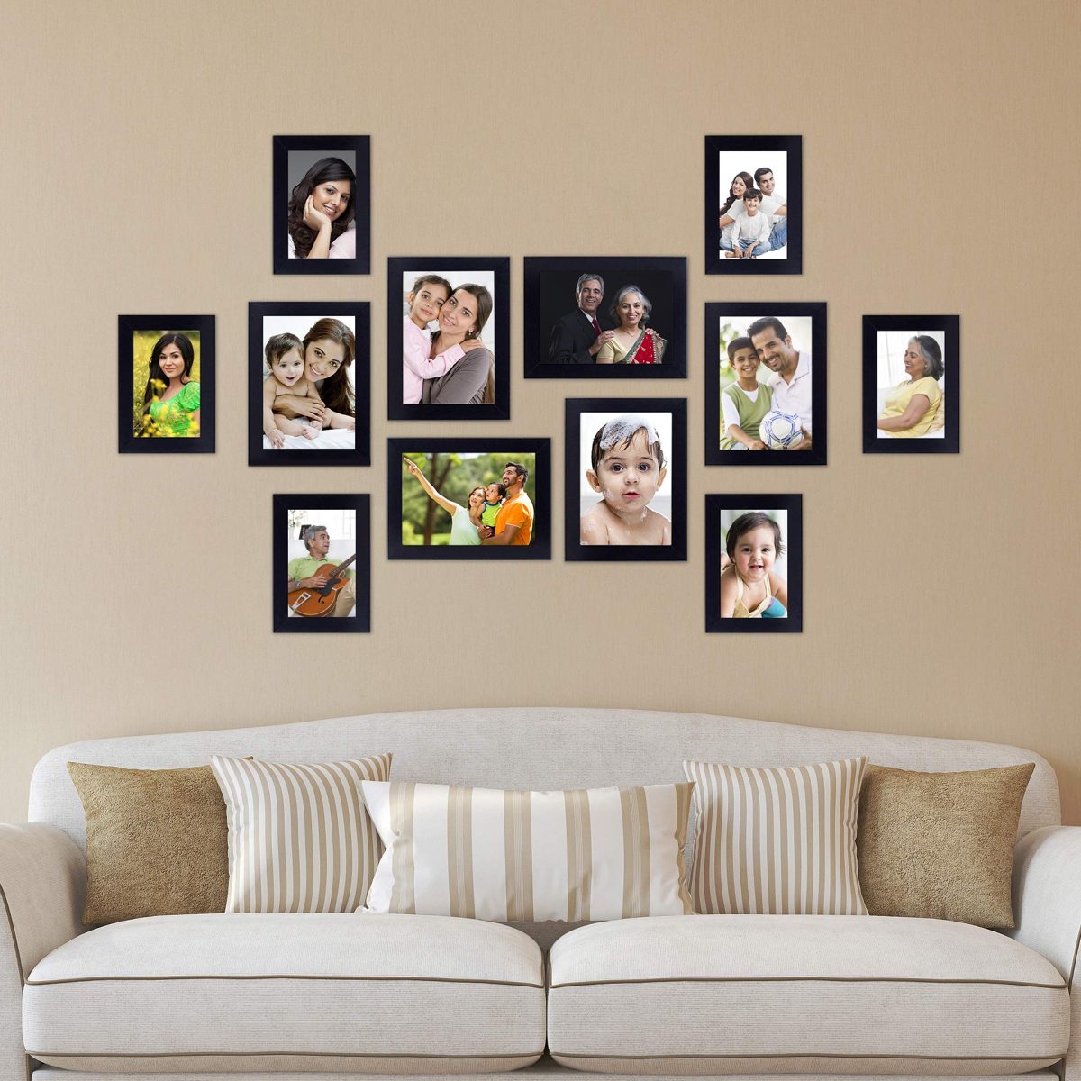 Amazon Brand - Solimo Collage Photo Frames, Set of 12,Wall Hanging (6 pcs - 4x6 inch, 6 pcs - 5x7 inch), Black