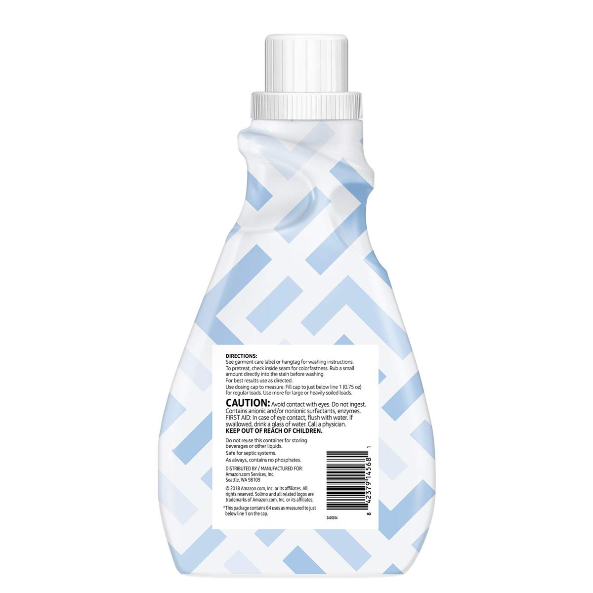 Amazon Brand - Solimo Concentrated Liquid Laundry Detergent, Free & Clear, 64 loads, 48 Fl Oz