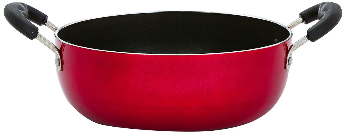 (Renewed) Amazon Brand - Solimo Non Stick Kadhai (22cm, Induction and Gas Stove Compatible)