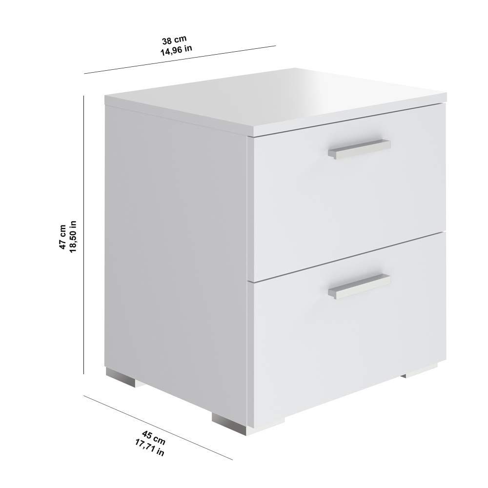 Amazon Brand - Movian Kolva 2-Drawer Bedside Table, 45 x 38 x 47cm, White