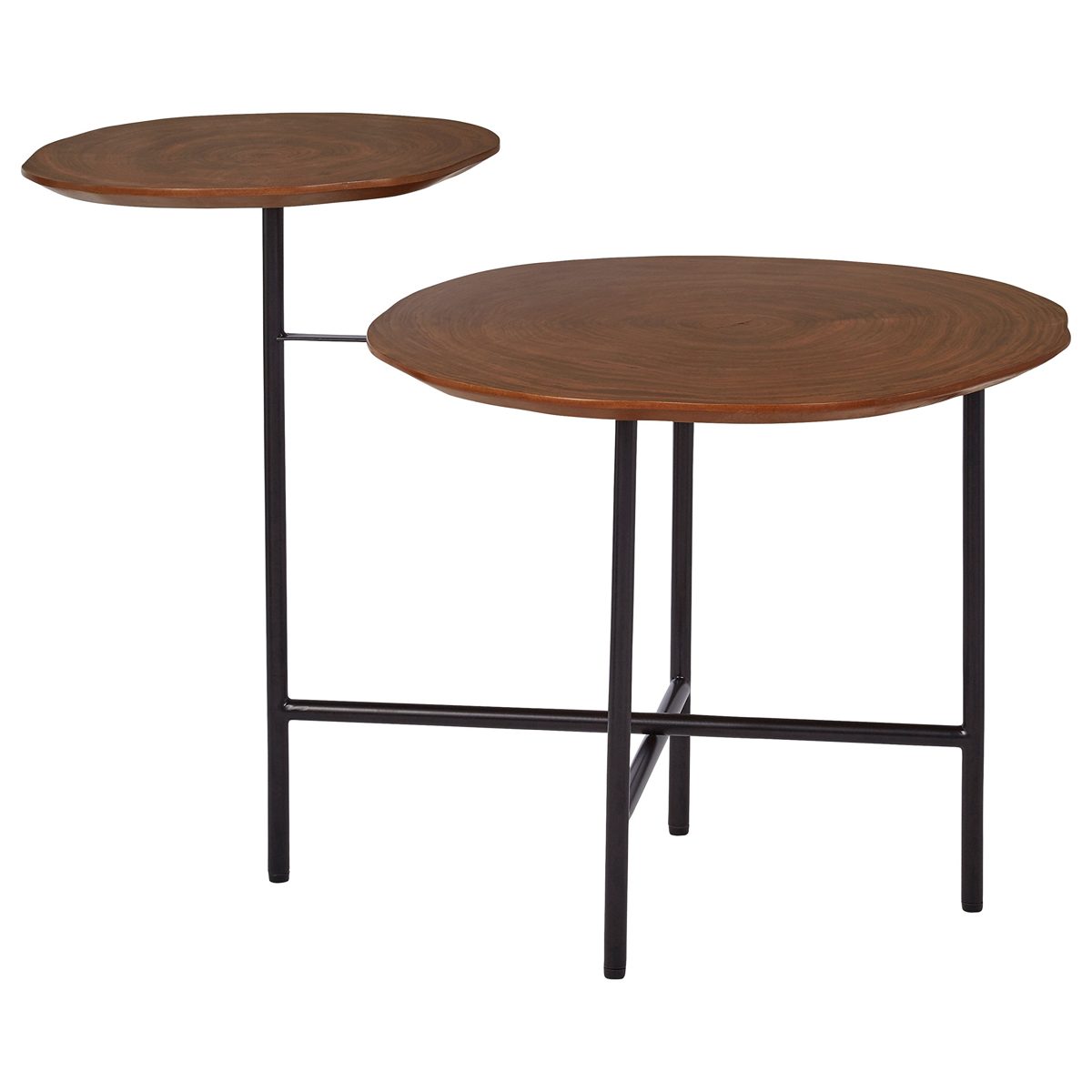 Amazon Brand – Rivet Mid-Century Modern Wood and Metal 2-Tiered Side End Accent Table, 20"W, Walnut