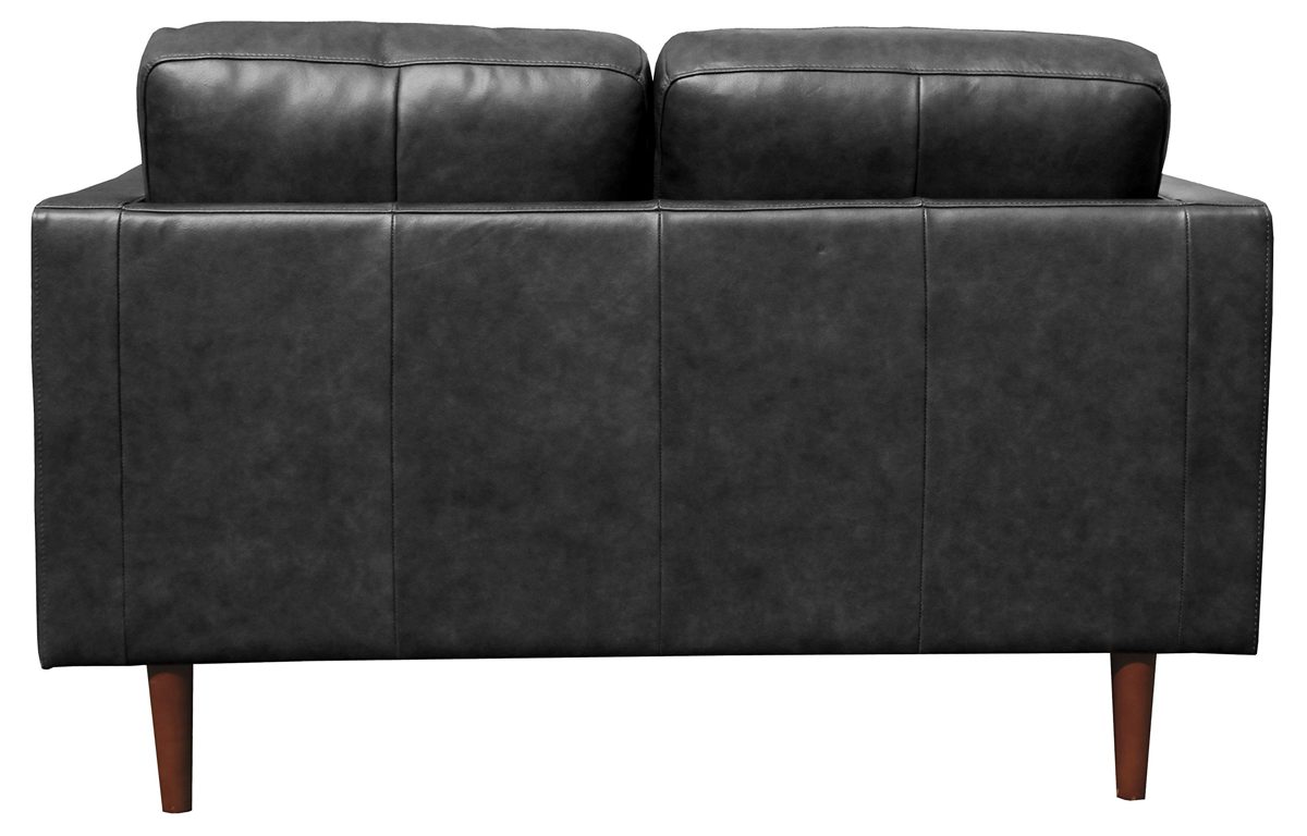 Amazon Brand – Rivet Revolve Modern Leather Loveseat Sofa, 56"W, Black