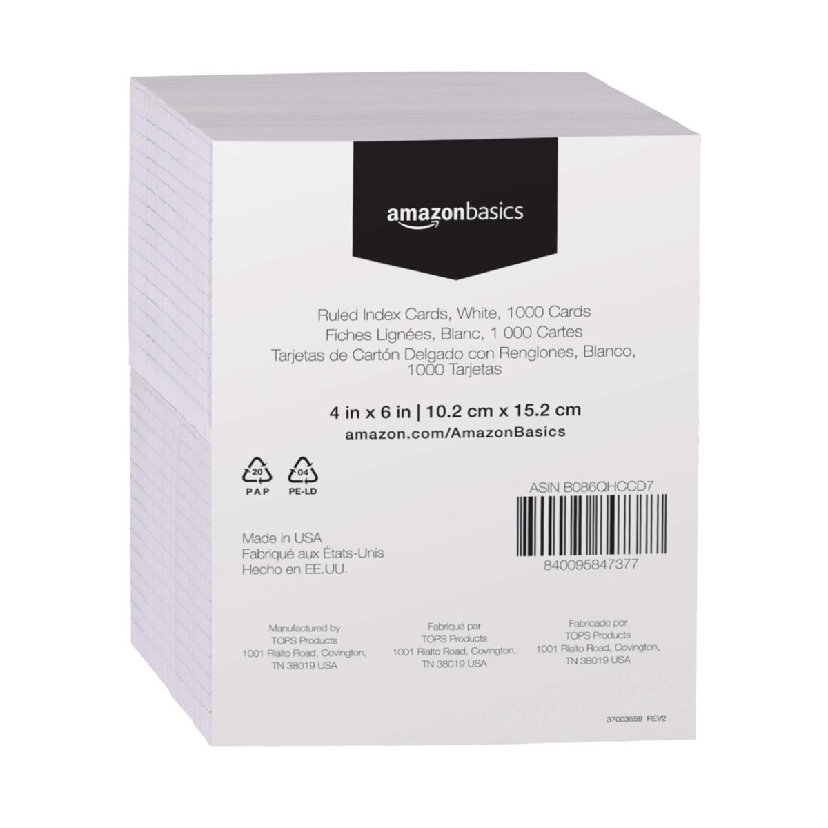 AmazonBasics Blank Index Cards, 4" x 6", White, 1000 Cards