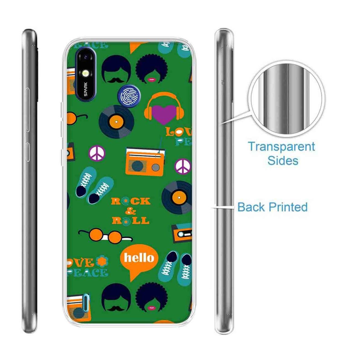 Amazon Brand - Solimo Designer Multicolor Green Pattern Design Printed Soft Back Case Mobile Cover for Tecno Spark Go Plus