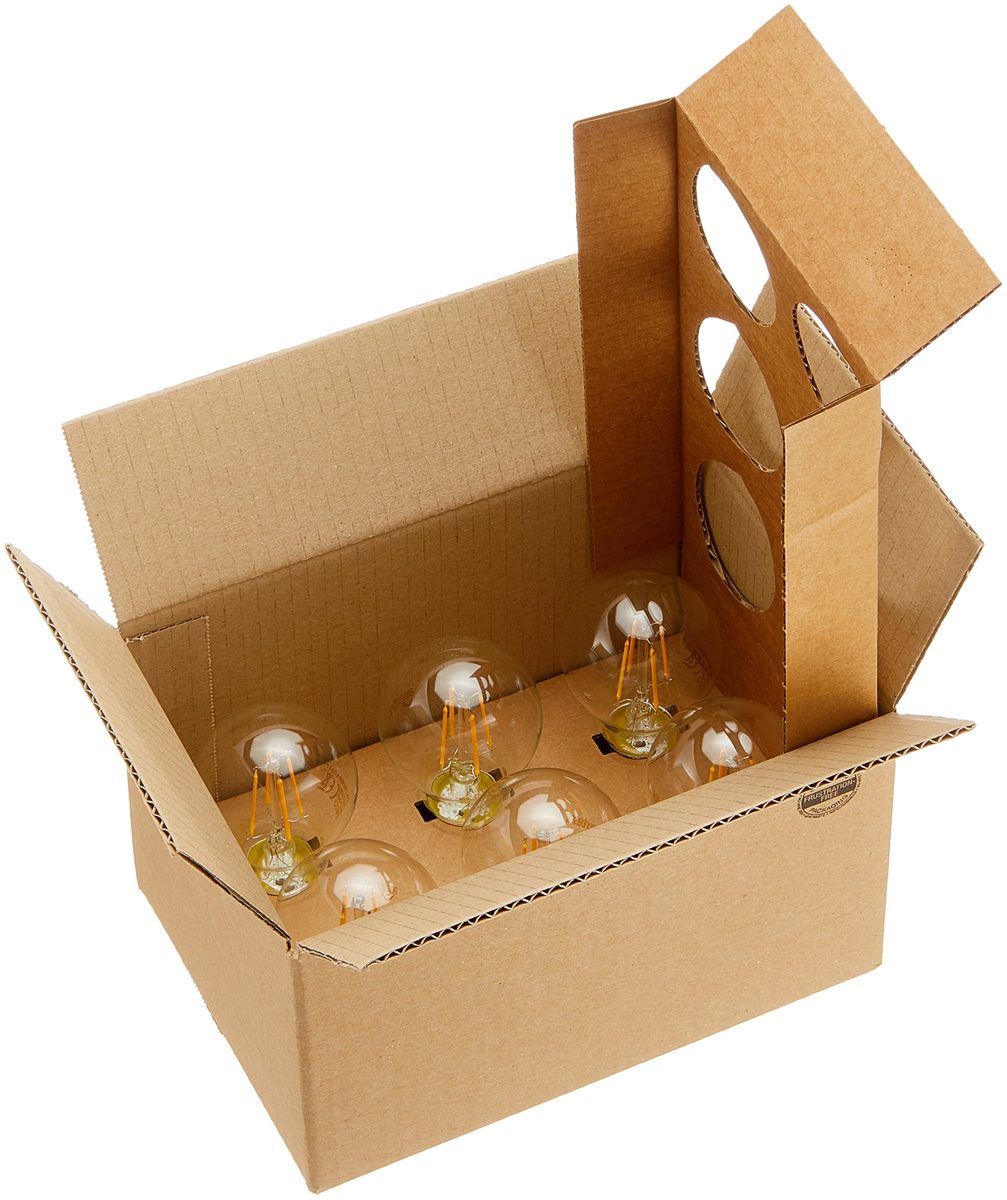 AmazonBasics LED E27 Edison Screw Bulb, 7W (equivalent to 60W), Clear Filament - Pack of 6